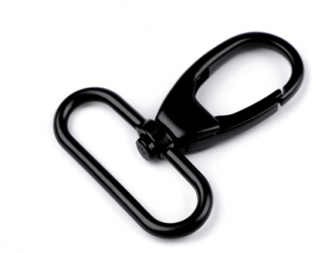 Metallkarabiner mit Wirbel, Durchzug 38 mm, schwarz